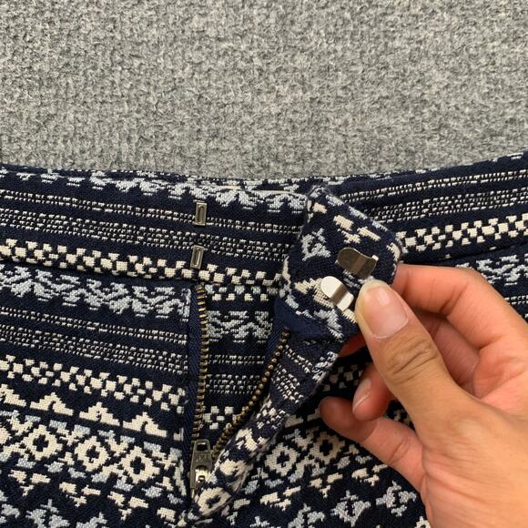 Joie Shorts Womens 2 Navy White Merci Aztec Ethic Jacquard Zip Front Pockets - Picture 4 of 11